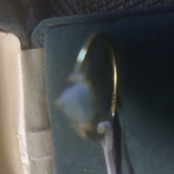 Sterling Silver Natural Larimar Ring Yellow Gold Plated Sz7 - Picture 7 of 7